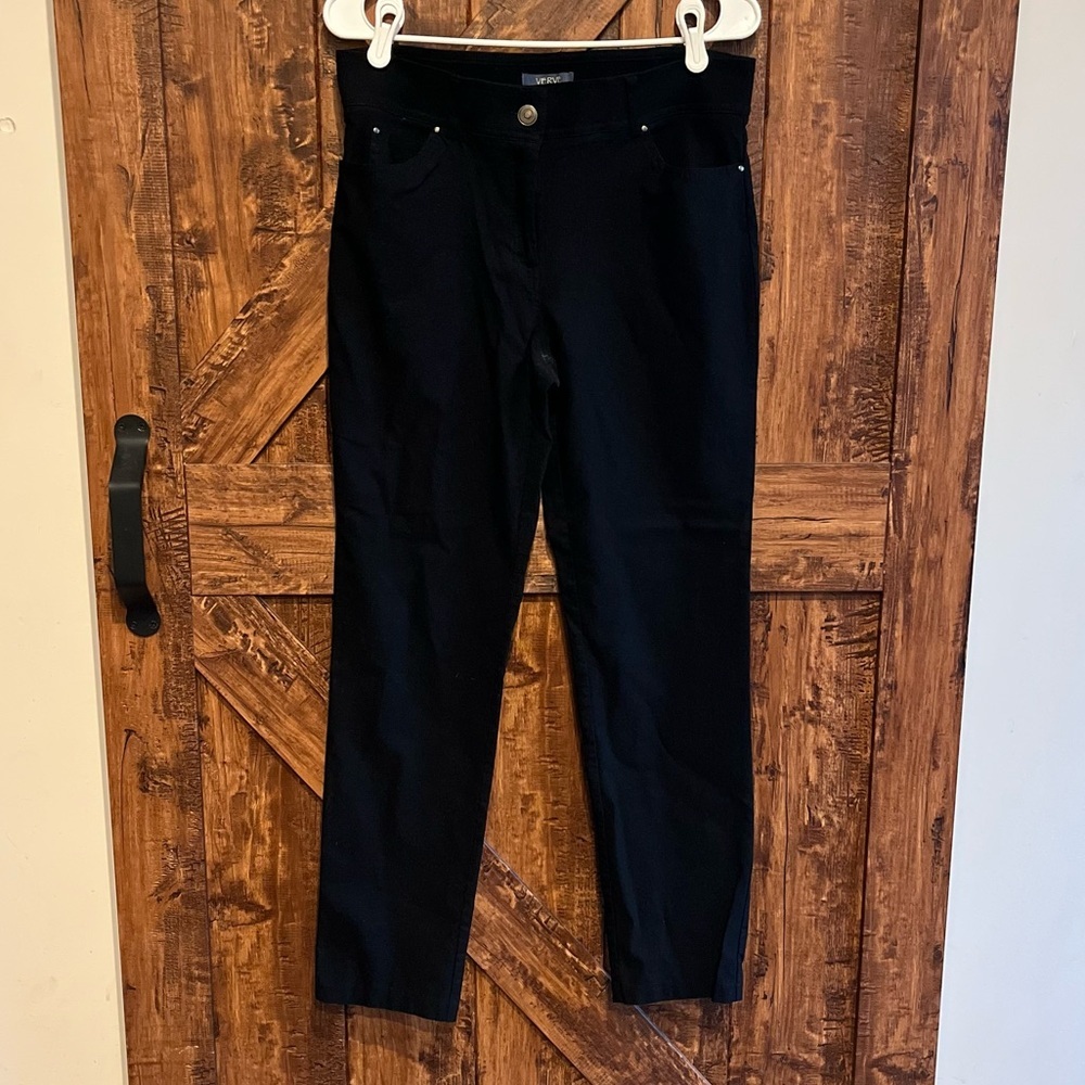 Verve Womens elasticity waist stretchy black jeanss‎ size 12 skinny pants